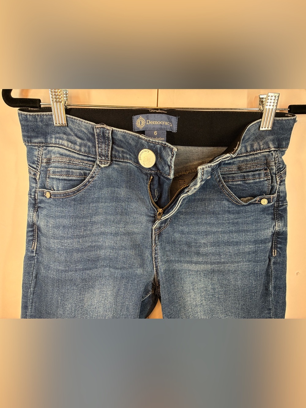 Democracy Ab Solution Denim Shorts Size 6 Blue Stretch - Picture 2 of 5